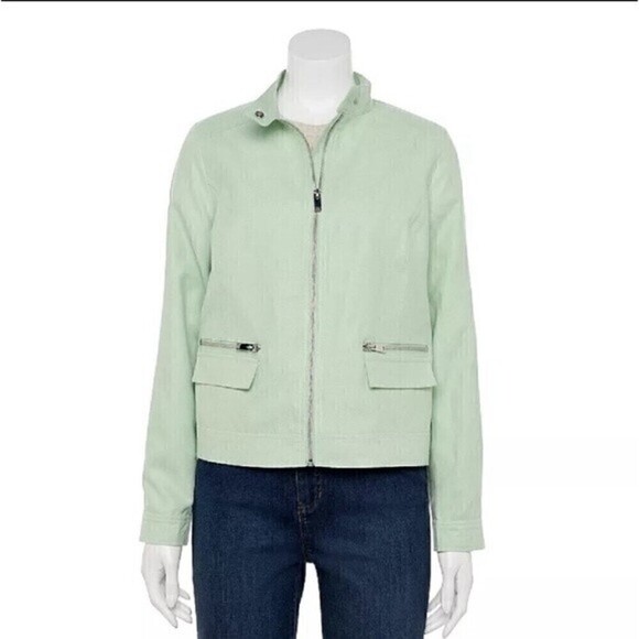 New Apt. 9 Long Sleeve Moto Jacket in Pearberry Green Retail $68.00 size XS - Picture 10 of 14